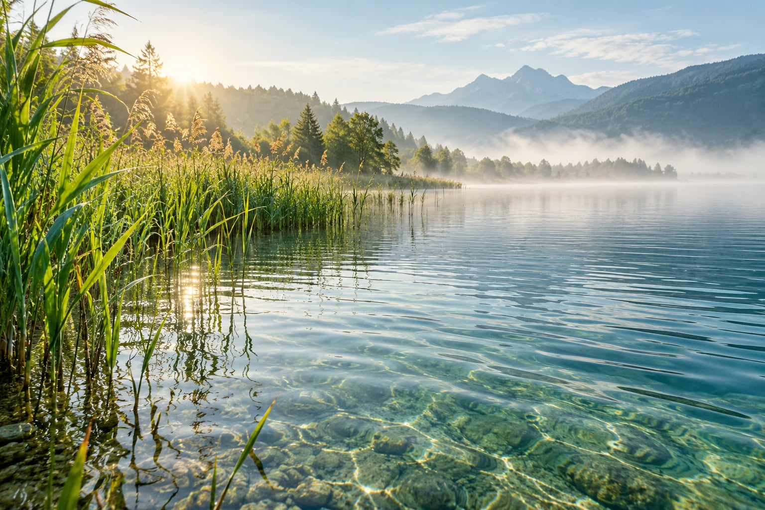 ポーランドの湖と森の風景
